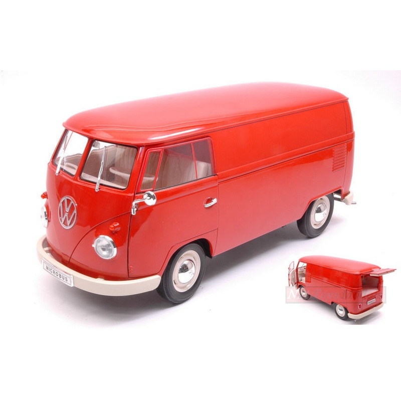 SCALE MODEL COMPATIBLE WITH VW T1 BUS 1963 PANEL VAN RED 1:18 WELLY WE18053R