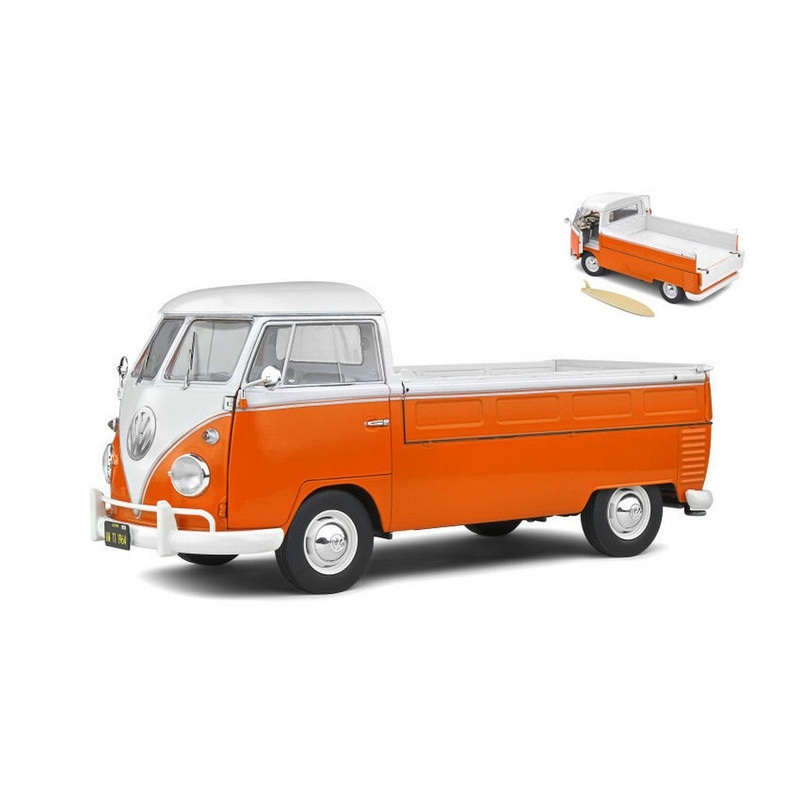 SCALE MODEL COMPATIBLE WITH VW T1 PICK UP 1950 ORANGE/WHITE 1:18 SOLID SL1806701