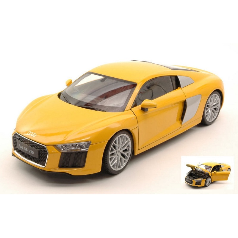SCALE MODEL COMPATIBLE WITH AUDI R8 V10 2016 YELLOW 1:18 WELLY WE18052Y
