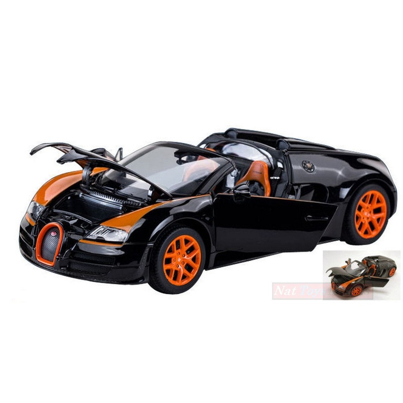 SCALE MODEL COMPATIBLE WITH BUGATTI VEYRON 16.4 GRAND SPORT 2012 BLACK/ORANGE 1:18 RASTAR RAT43900BO