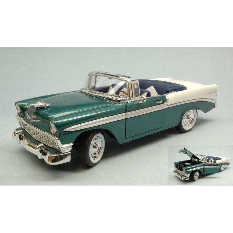 SCALE MODEL COMPATIBLE WITH CHEVROLET BEL AIR 1956 DARK GREEN/WHITE 1:18 YAT MING YM92128DG