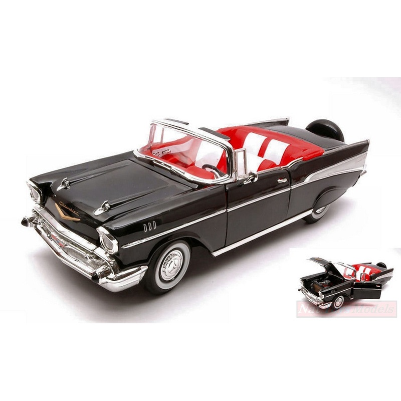 SCALE MODEL COMPATIBLE WITH CHEVROLET BEL AIR 1957 BLACK 1:18 YAT MING YM92108BK
