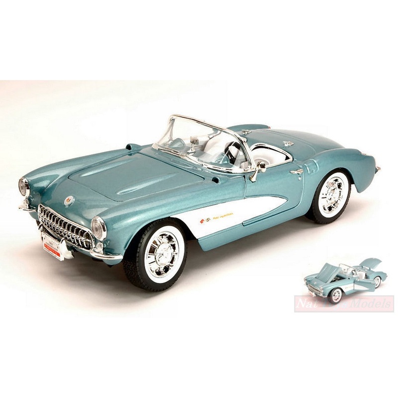 SCALE MODEL COMPATIBLE WITH CHEVROLET CORVETTE 1957 LIGHT METALLIC BLUE 1:18 YAT MING YM92018BL