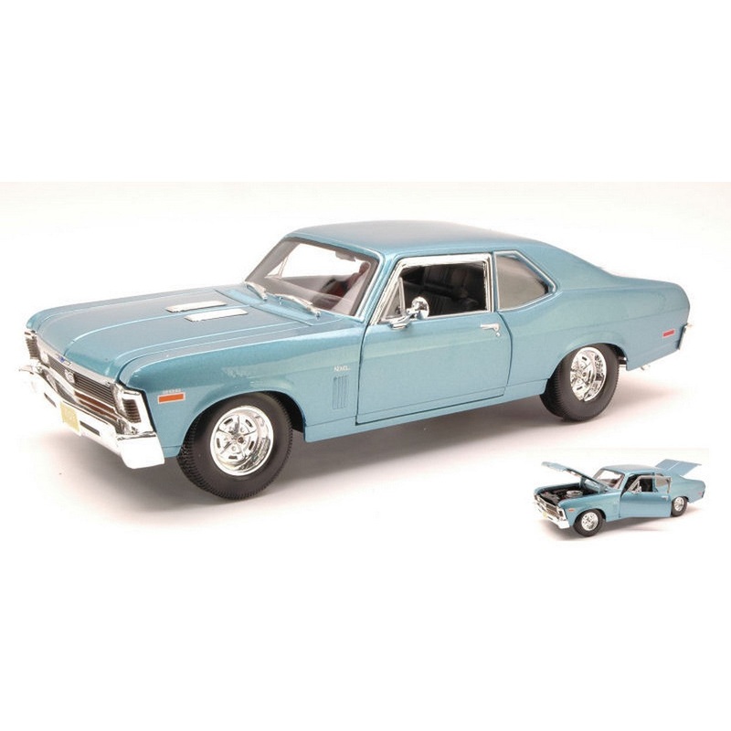 SCALE MODEL COMPATIBLE WITH CHEVROLET NOVA SS COUPE 1970 LIGHT METALLIC BLUE 1:18 MAISTO MI31132LB
