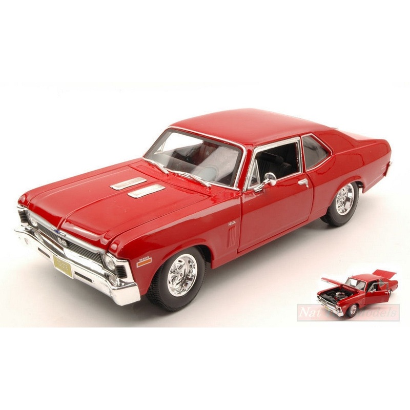SCALE MODEL COMPATIBLE WITH CHEVROLET NOVA SS COUPE 1970 RED 1:18 MAISTO MI31132R