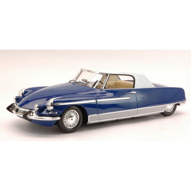 SCALE MODEL COMPATIBLE WITH CITROEN DS 19 CHAPRON LE DANDY 1967 BLUE/WHITE (WORKING LIGHTS) 1:18 METAL MET18001A