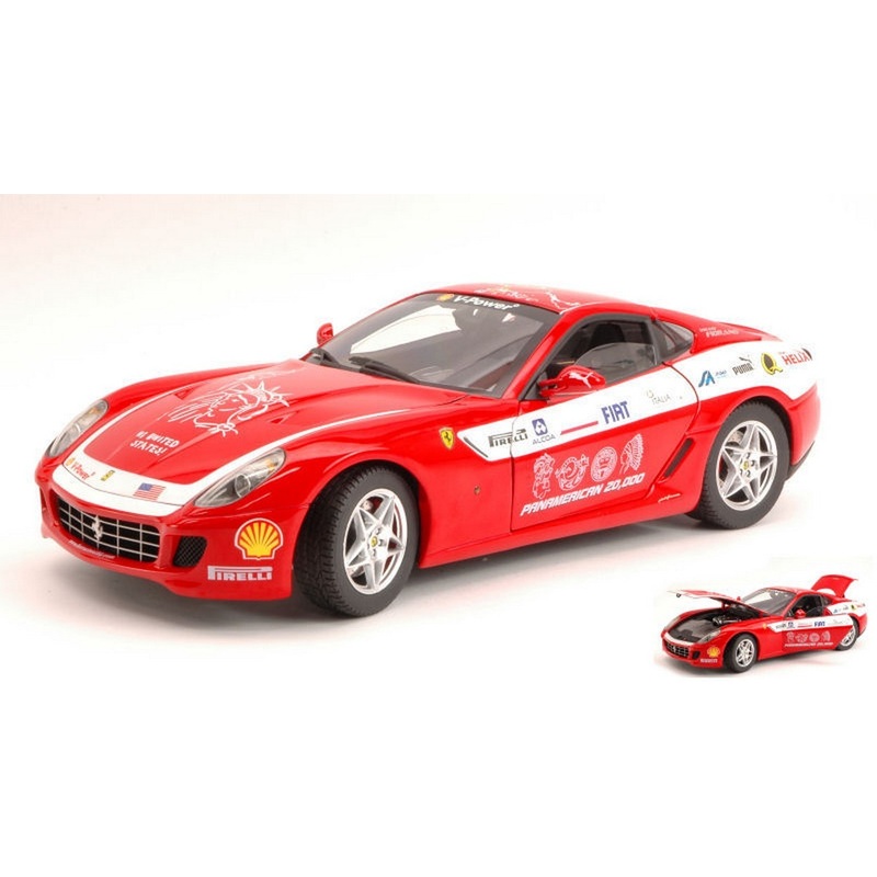 SCALE MODEL COMPATIBLE WITH FERRARI 599 GTB FIORANO PANAMERICAN TOUR 2006 RED 1:18 HOT WHEELS L7117