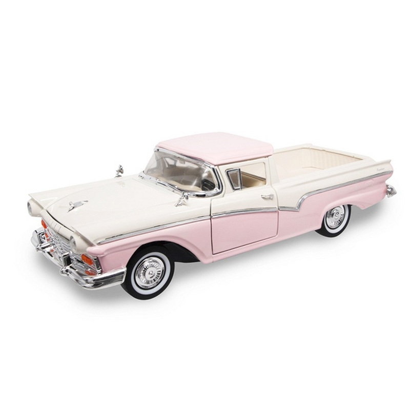 SCALE MODEL COMPATIBLE WITH FORD RANCHERO 1957 WHITE/PINK 1:18 YAT MING YM92208PK