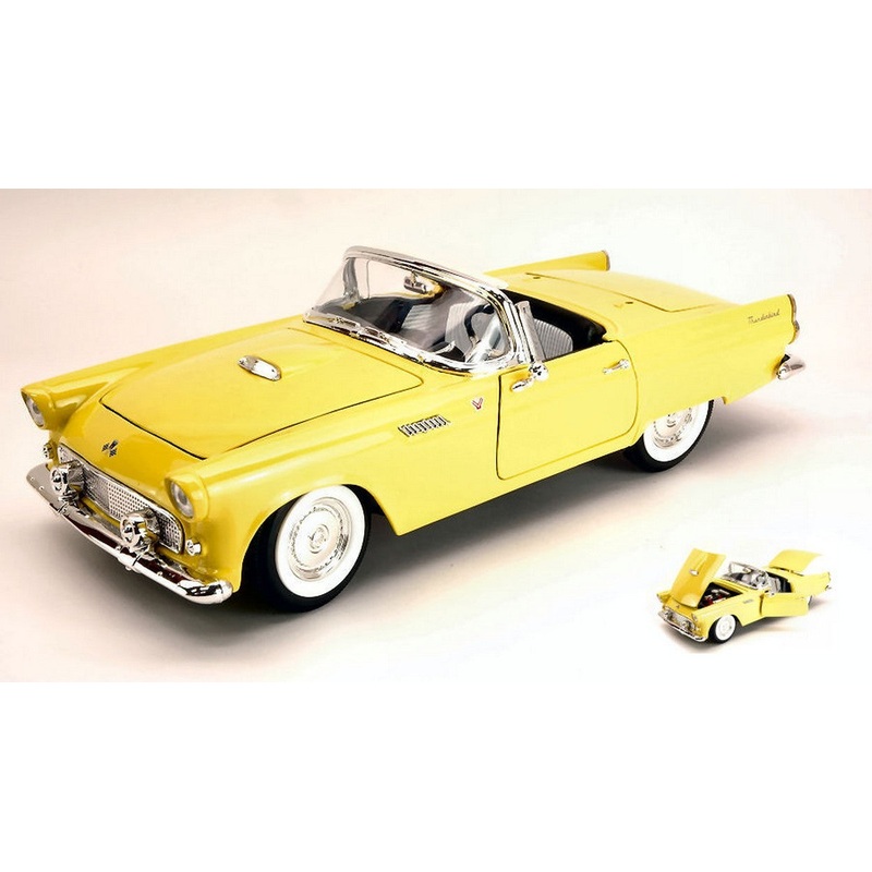SCALE MODEL COMPATIBLE WITH FORD THUNDERBIRD CONVERTIBLE HARD TOP 1955 YELLOW 1:18 YAT MING YM92068YL