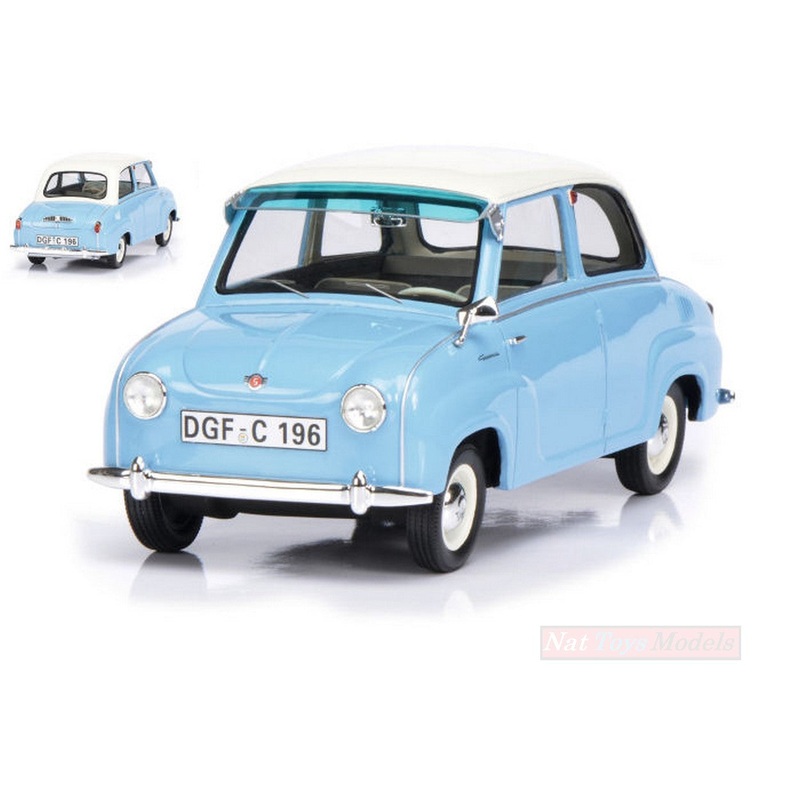 SCALE MODEL COMPATIBLE WITH GOGGOMOBIL 1955 LIGHT BLUE W/WHITE ROOF 1:18 SCHUCO SH0096