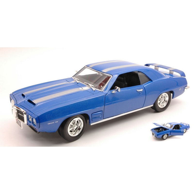 SCALE MODEL COMPATIBLE WITH PONTIAC FIREBIRD TRANS AM 1969 BLUE MET.1:18 YAT MING YM92368MB