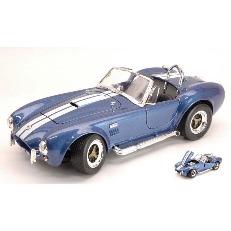 SCALE MODEL COMPATIBLE WITH SHELBY COBRA 427 S/C 1964 BLUE/WHITE 1:18 LUCKY YM92058MB