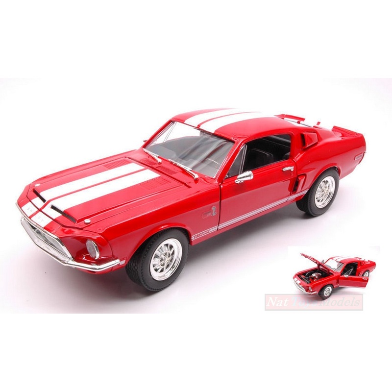 SCALE MODEL COMPATIBLE WITH SHELBY GT 500 KR 1968 RED 1:18 YAT MING YM92168R