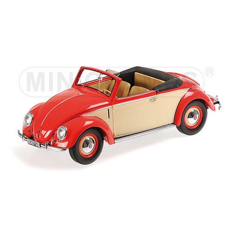 SCALE MODEL COMPATIBLE WITH VW 1200 CABRIO HEBMUELLER 1949 RED/CREAM 1:18 MINICHAMPS PM107054231