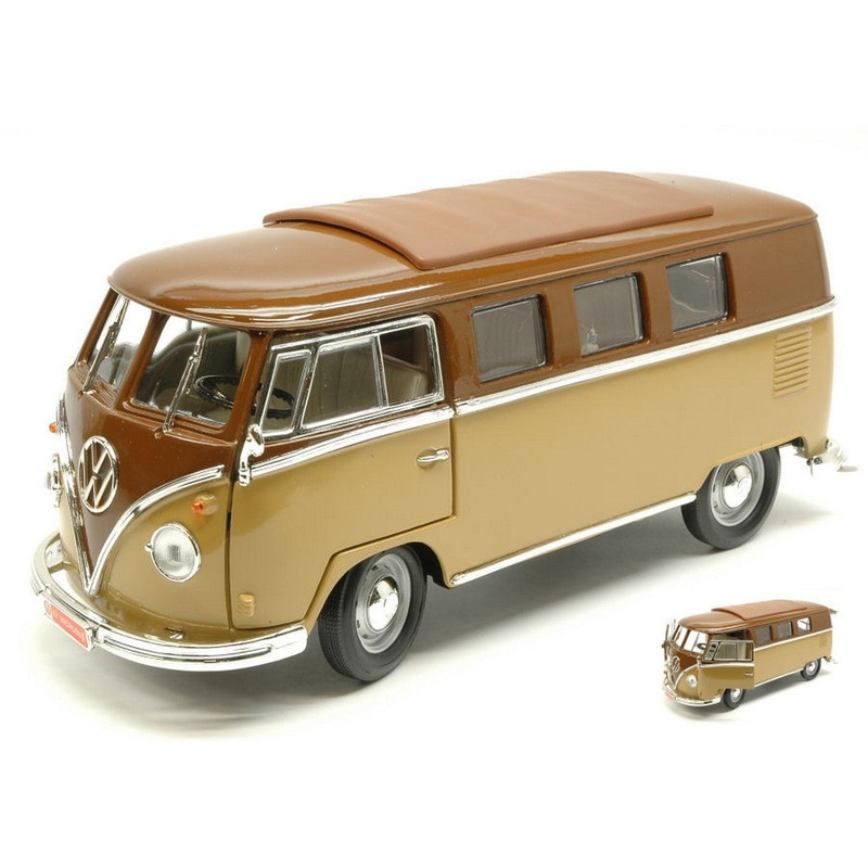SCALE MODEL COMPATIBLE WITH VW MICROBUS 1962 2 TONE BROWN 1:18 LUCKY YM92328BN