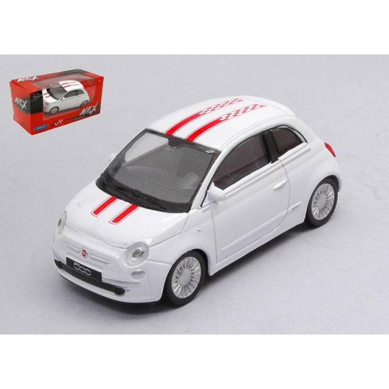 SCALE MODEL COMPATIBLE WITH 500 2007 WHITE W/DECO RED 1:43 WELLY WE39556G