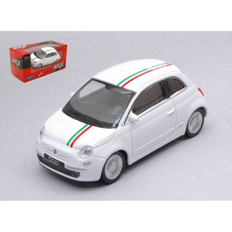 SCALE MODEL COMPATIBLE WITH 500 2007 WHITE WITH TRICOLOR STRIP 1:43 WELLY WE38507C