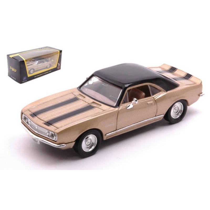 SCALE MODEL COMPATIBLE WITH CHEVROLET CAMARO Z-28 1967 GOLD WITH BLACK STRIPES 1:43 LUCKY DIE CAST LDC94216GD