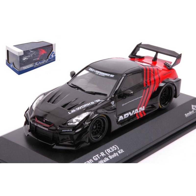SCALE MODEL COMPATIBLE WITH NISSAN GT-R (R35) LB WORKS COUPE ADVAN 2016 BLACK RED 1:43 SOLID SL4311204