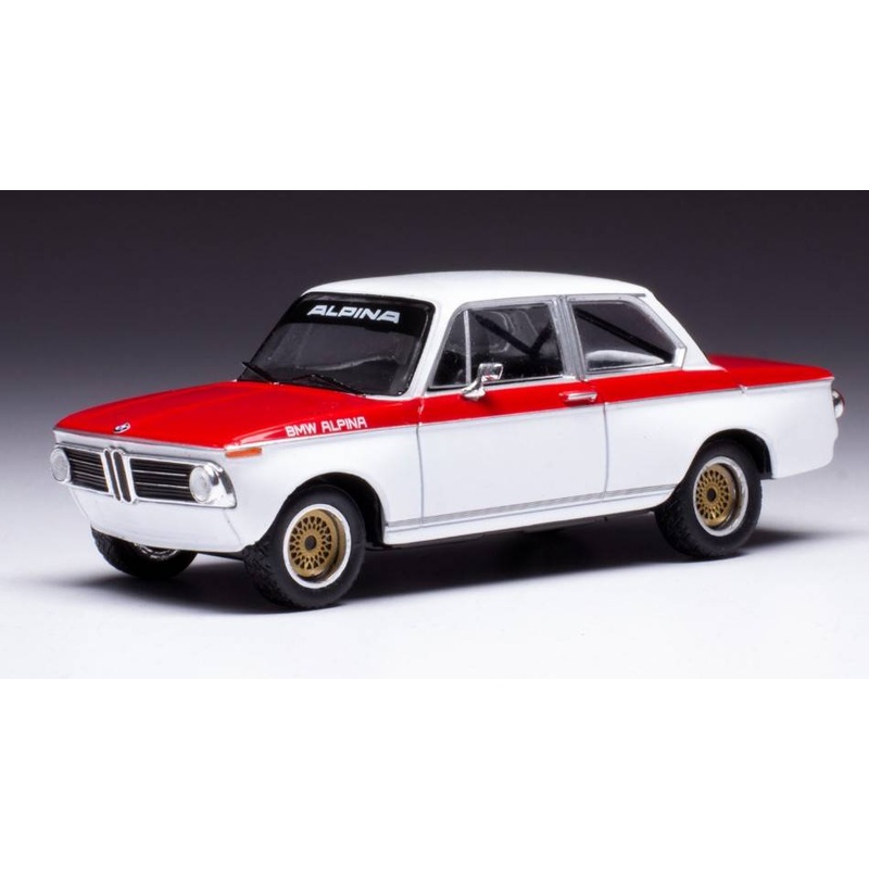 SCALE MODEL COMPATIBLE WITH BMW ALPINA 2002 Tii 1972 WHITE/RED 1:43 IXO MODEL CLC481