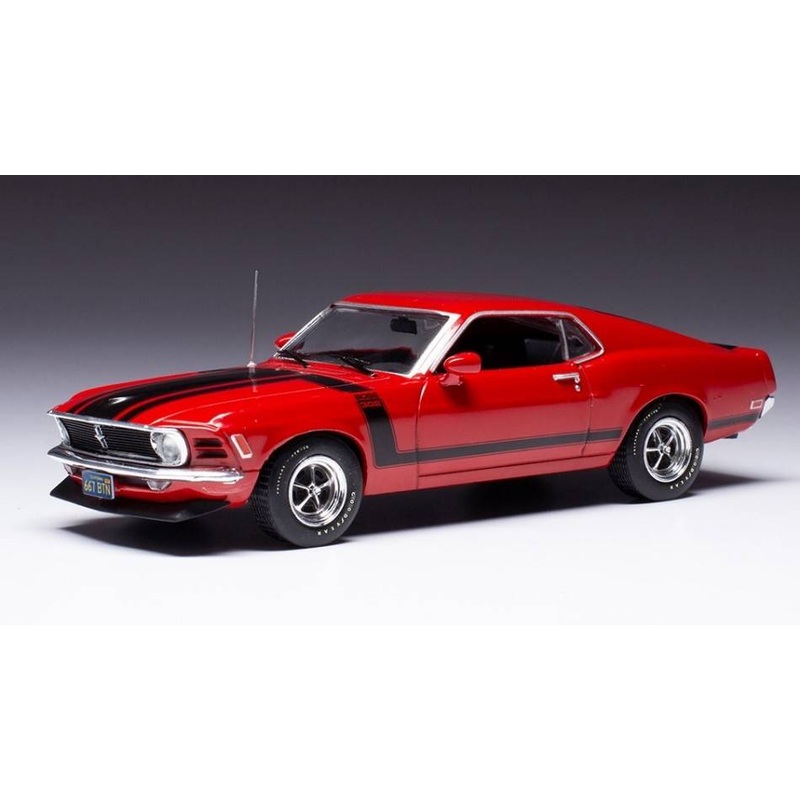 SCALE MODEL COMPATIBLE WITH FORD MUSTANG BOSS 302 RED 1970 1:43 IXO MODEL CLC476