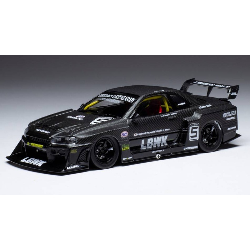 SCALE MODEL COMPATIBLE WITH NISSAN LB-ER34 SUPER SILHOUETTE SKYLINE 2020 BLACK 1:43 IXO MODEL MOC325