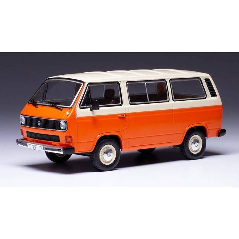 SCALE MODEL COMPATIBLE WITH VW T3 CARAVELLE 1981 ORANGE/BEIGE 1:43 IXO MODEL CLC501