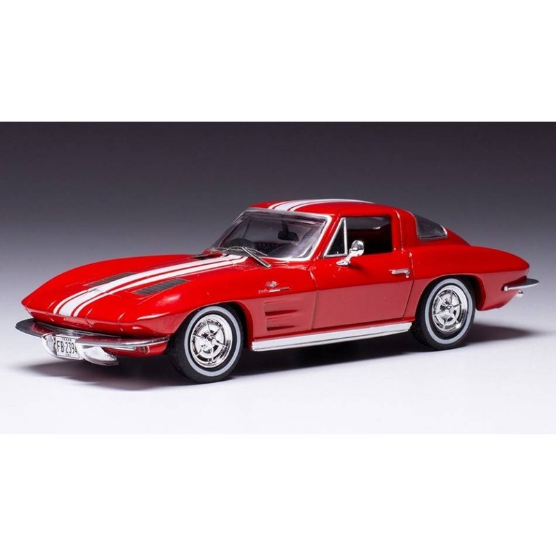 SCALE MODEL COMPATIBLE WITH CHEVROLET CORVETTE STINGRAY 1963 RED/WHITE 1:43 IXO MODEL CLC479