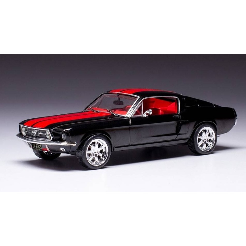 SCALE MODEL COMPATIBLE WITH FORD MUSTANG FASTBACK 1967 BLACK/RED 1:43 IXO MODEL CLC478