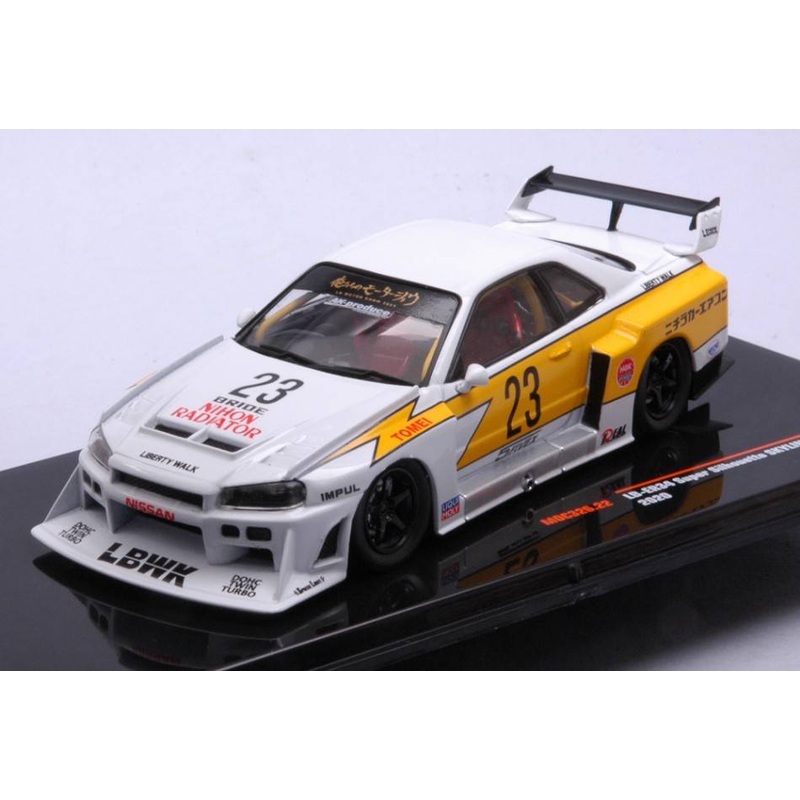 SCALE MODEL COMPATIBLE WITH NISSAN LB-ER34 SUPER SILHOUETTE SKYLINE 2020 WHITE 1:43 IXO MODEL MOC326