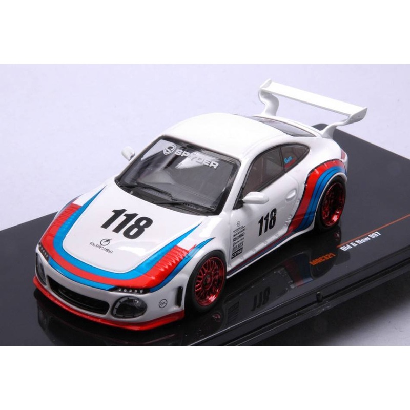 SCALE MODEL COMPATIBLE WITH PORSCHE OLD AND NEW 997 N.118 MARTINI WHITE (BASE 911-997)1:43 IXO MODEL MOC321