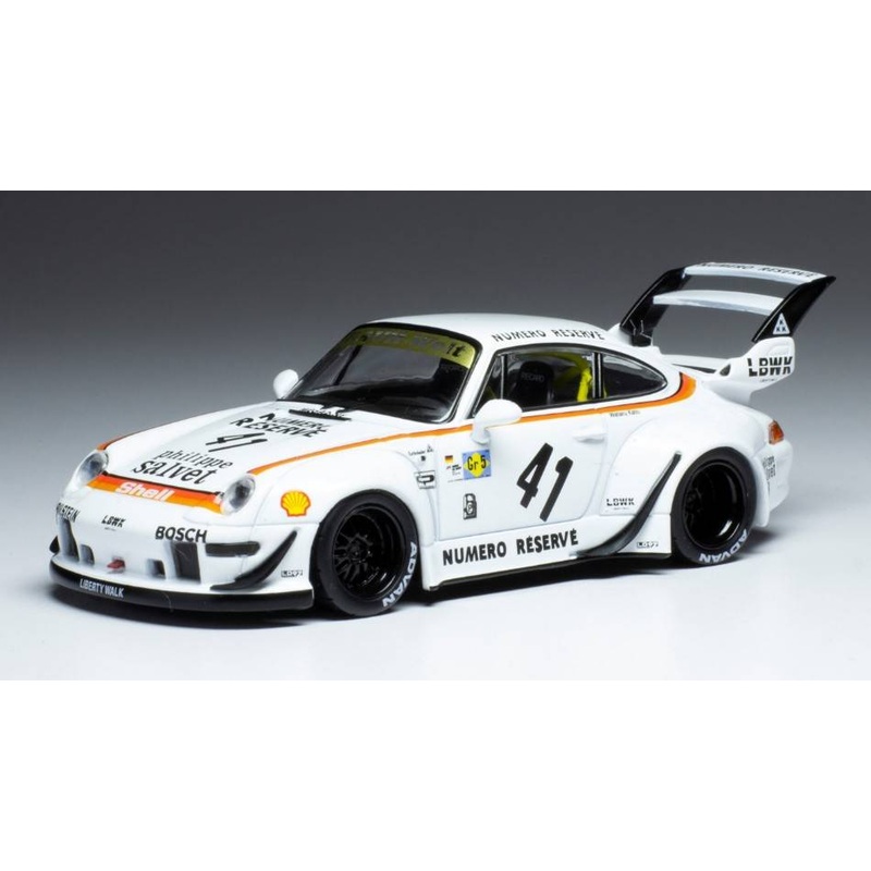 SCALE MODEL COMPATIBLE WITH PORSCHE RWB 993 LBWK WHITE/DECALS 1:43 IXO MODEL MOC322