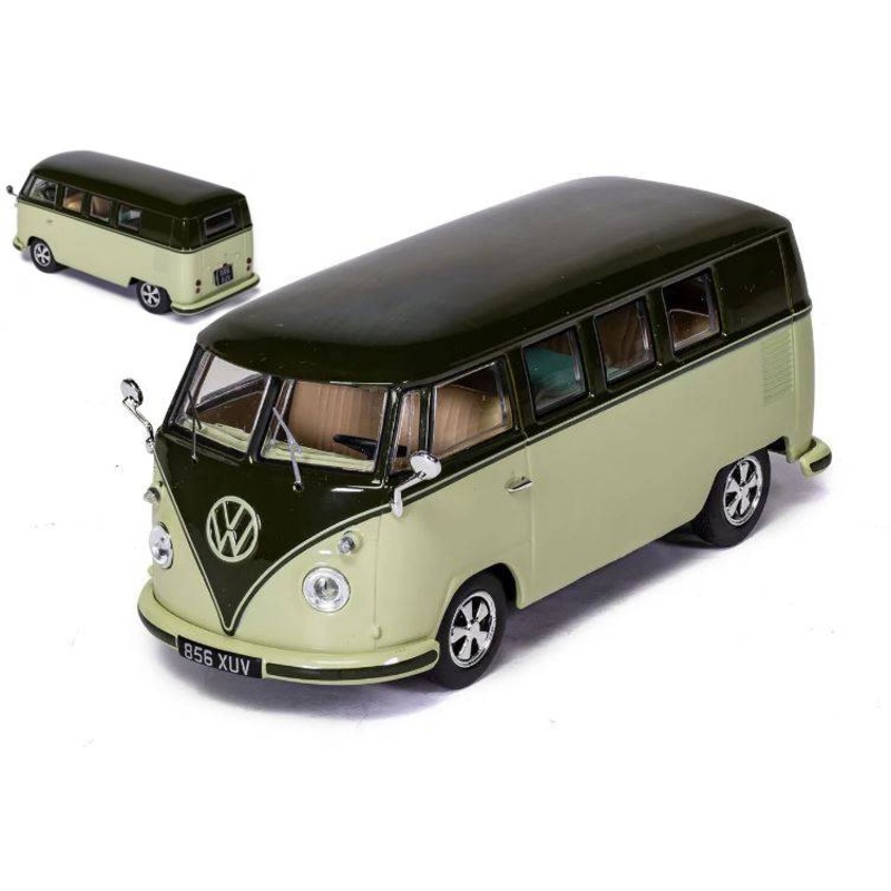 SCALE MODEL COMPATIBLE WITH VW CAMPERVAN TYPE 2 T1 PALM GREEN AND SAND 1:43 VANGUARDS VA14502