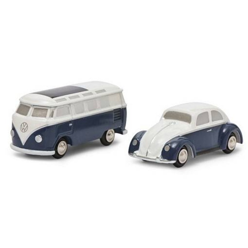 SCALE MODEL COMPATIBLE WITH VW KAFER + VW SAMBA T1 SET WHITE/BLUE 1:87 SCHUCO SH05146