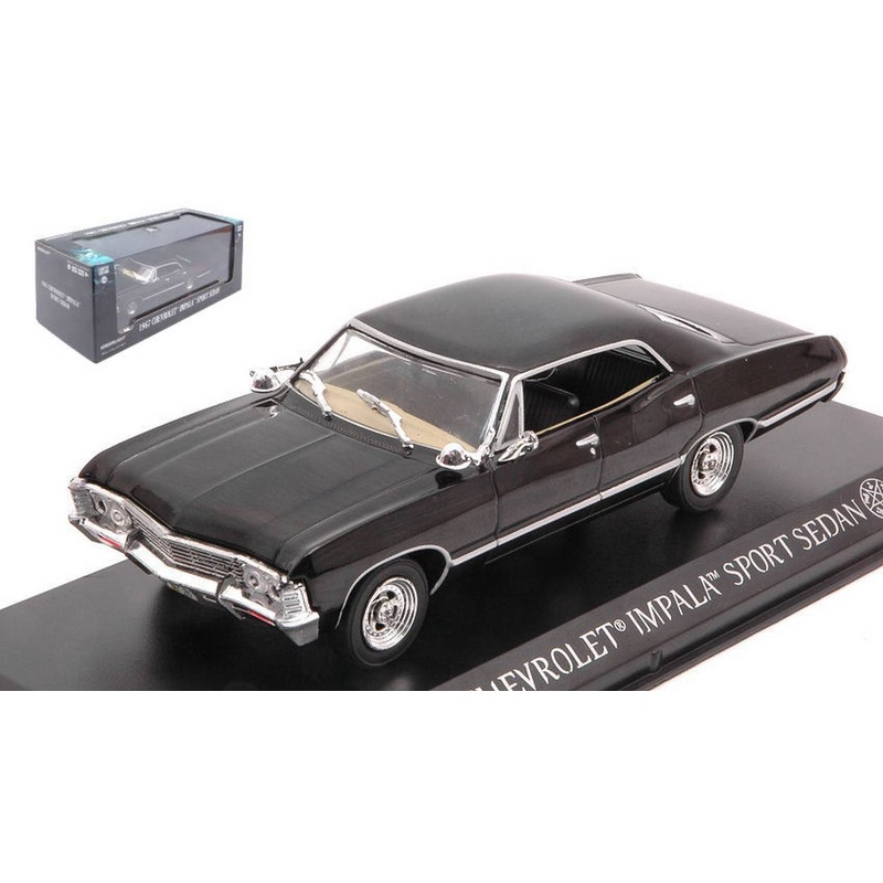 SCALE MODEL COMPATIBLE WITH CHEVROLET IMPALA SPORT SEDAN 1967 TUXEDO BLACK 1:43 GREENLIGHT GREEN86443
