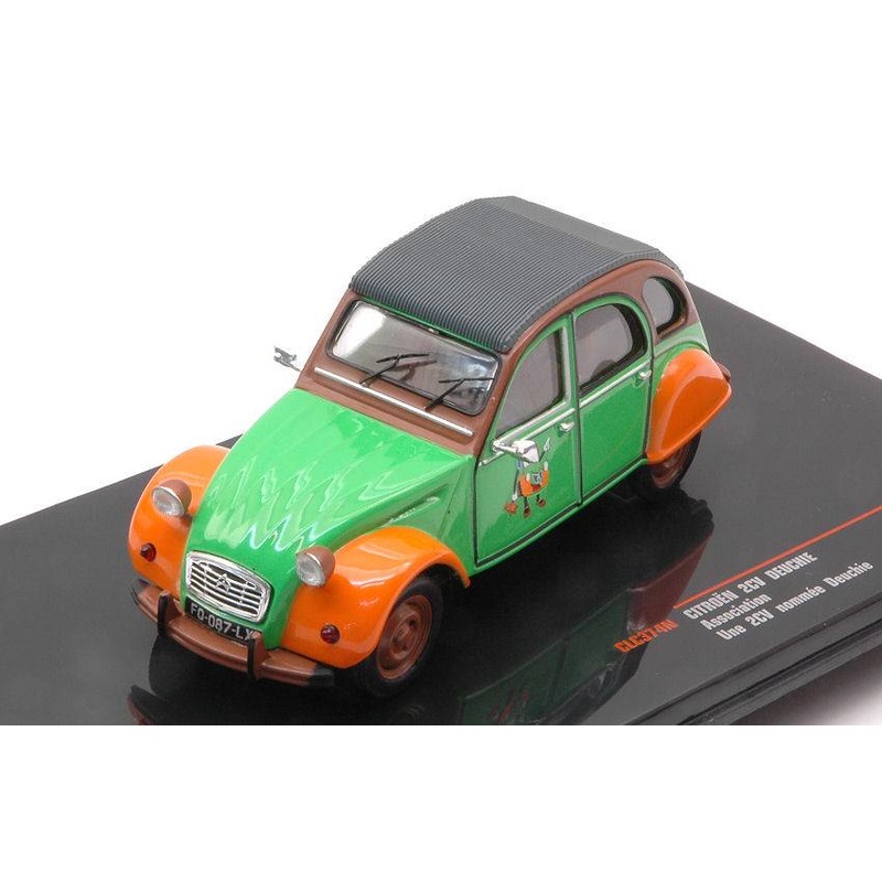 SCALE MODEL COMPATIBLE WITH CITROEN 2 CV GREEN/ORANGE 1978 "DEUCHIE" DONATION 1:43 IXO MODEL CLC374N