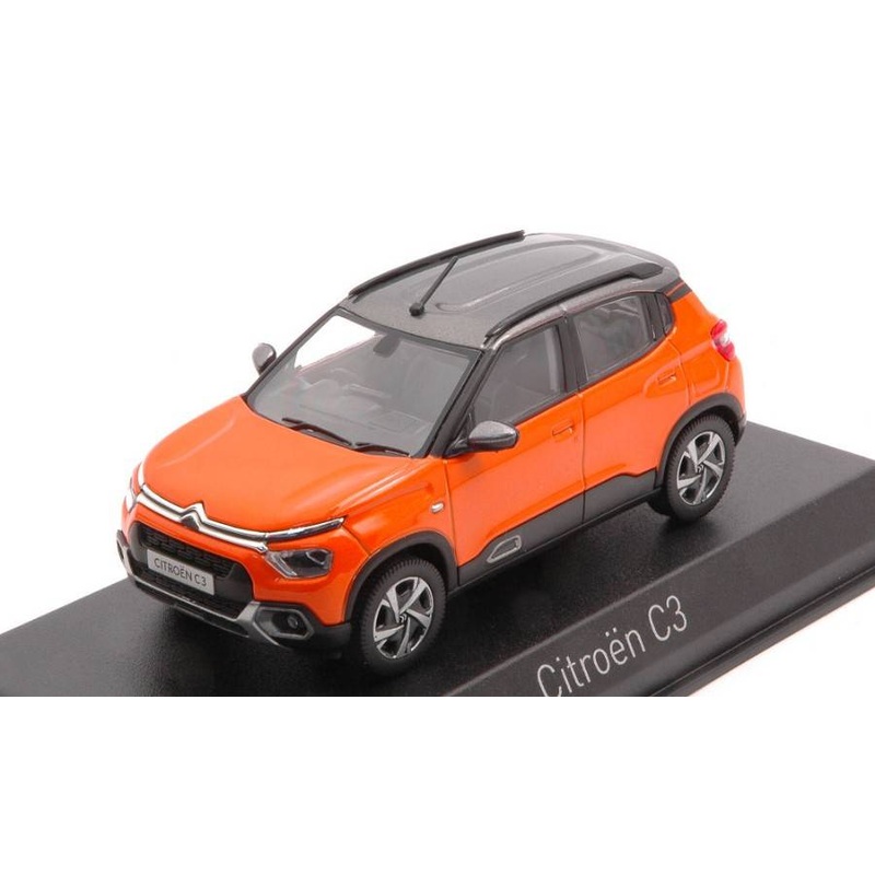 SCALE MODEL COMPATIBLE WITH CITROEN C3 (INDIAN MARKET) 2021 ORANGE & GRAY ROOF 1:43 NOREV NV155222