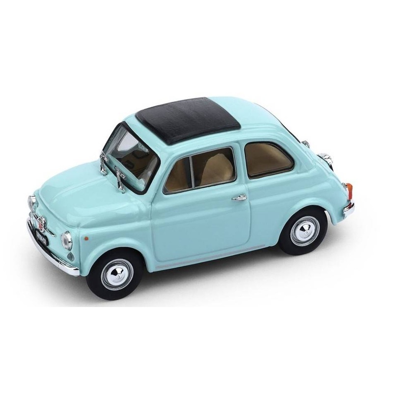 SCALE MODEL COMPATIBLE WITH FIAT 500F 1965-72 CLOSED AQUAMARINE BLUE 1:43 BRUMM BM0455-07
