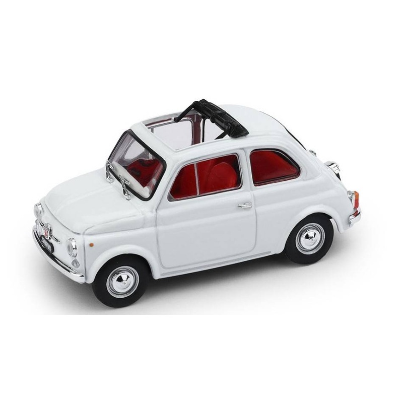 SCALE MODEL COMPATIBLE WITH FIAT 500F APERTA 1971-1975 WHITE RED INTERIOR UPDATE 1:43 BRUMM BM0454-03