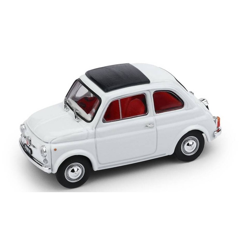 SCALE MODEL COMPATIBLE WITH FIAT 500F CLOSED 1971-1975 WHITE RED INTERIOR 1:43 BRUMM BM0455-03