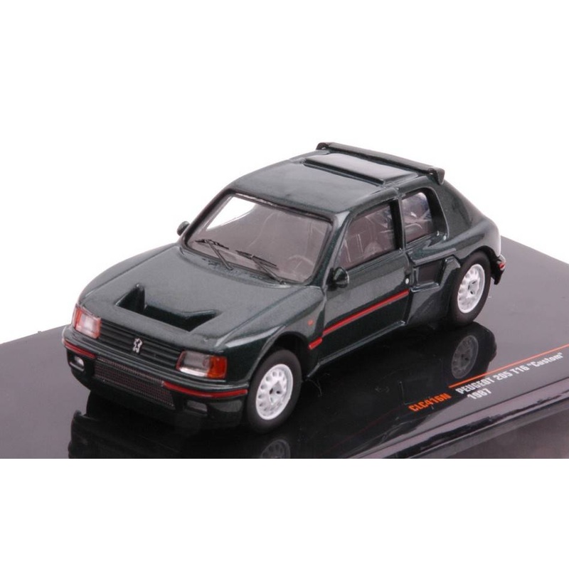 SCALE MODEL COMPATIBLE WITH PEUGEOT 205 T16 CUSTOM 1987 MET.DARK GREEN 1:43 IXO MODEL CLC416N