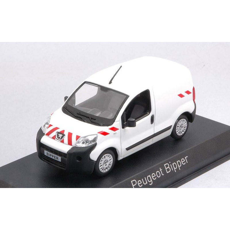 SCALE MODEL COMPATIBLE WITH PEUGEOT BIPPER 2009 WHITE W/RED STRIPPING 1:43 NOREV NV479868