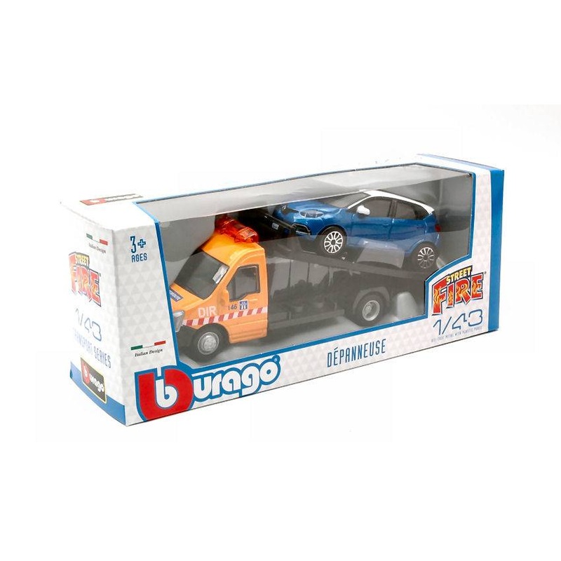SCALE MODEL COMPATIBLE WITH RENAULT CAPTUR + FLATBED TRANSPORTER 1:43 BURAGO BU31407