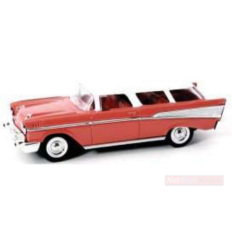 SCALE MODEL COMPATIBLE WITH CHEVROLET NOMAD 1957 RED W/WHITE ROOF 1:43 LUCKY DIE CAST LDC94203R