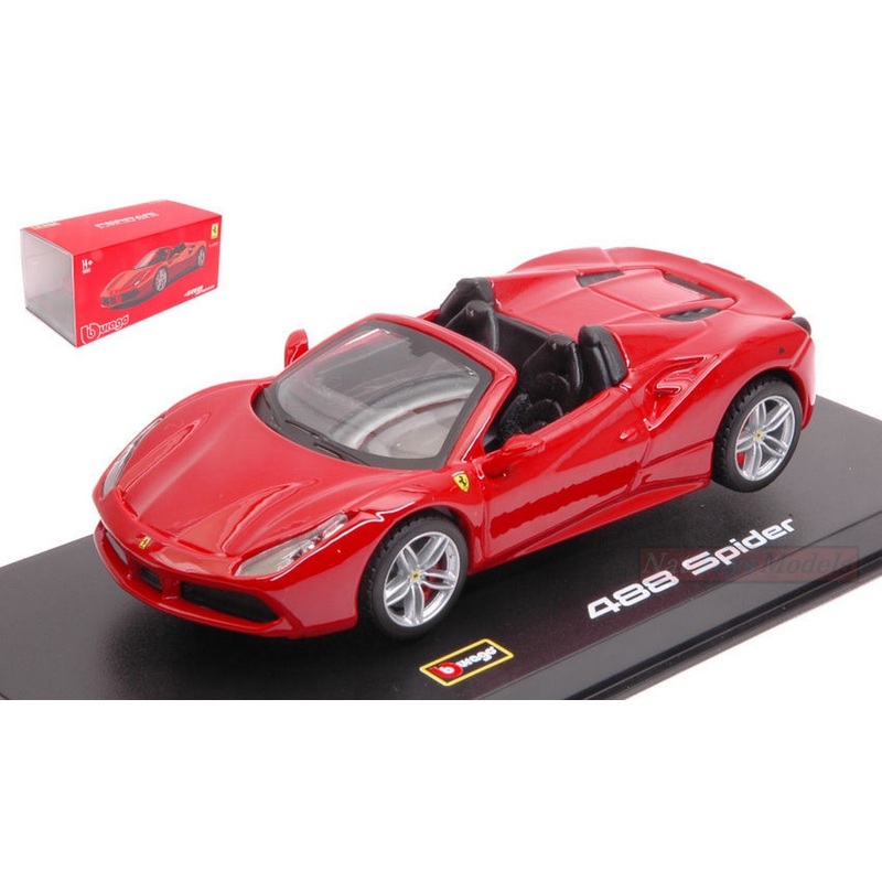 SCALE MODEL COMPATIBLE WITH FERRARI 488 SPIDER 2016 RED SIGNATURE SERIES 1:43 BURAGO BU36905R