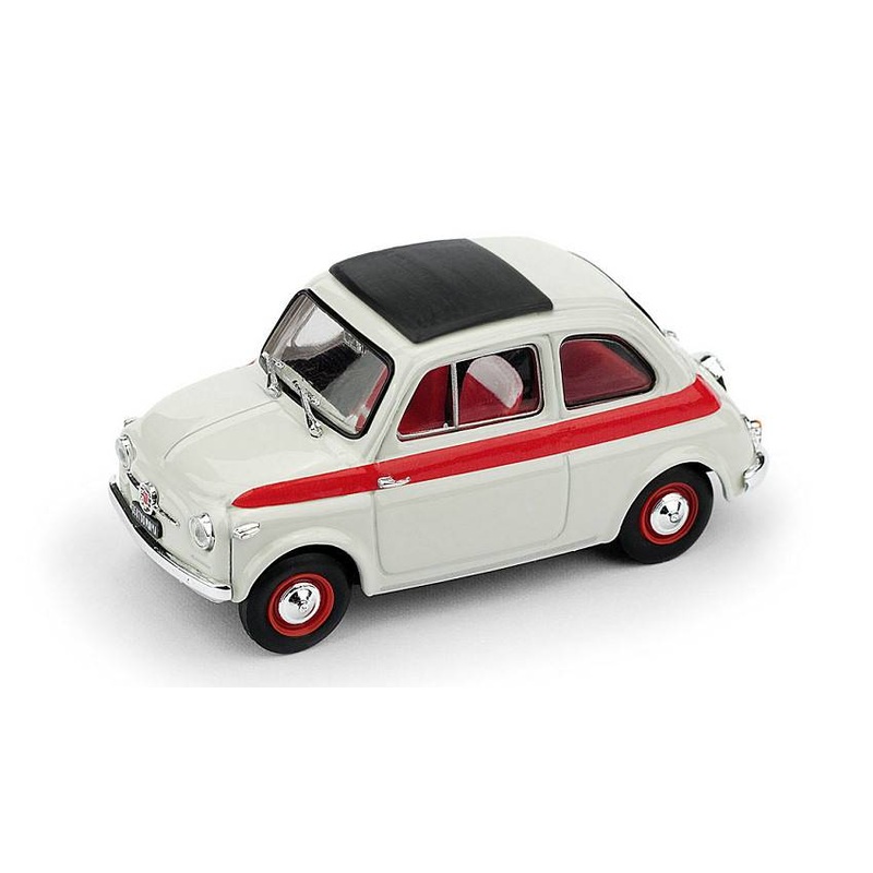 SCALE MODEL COMPATIBLE WITH FIAT 500 1959 SPORT SUNROOF 2nd CLOSED SERIES WHITE/RED 1:43 BRUMM BM0604