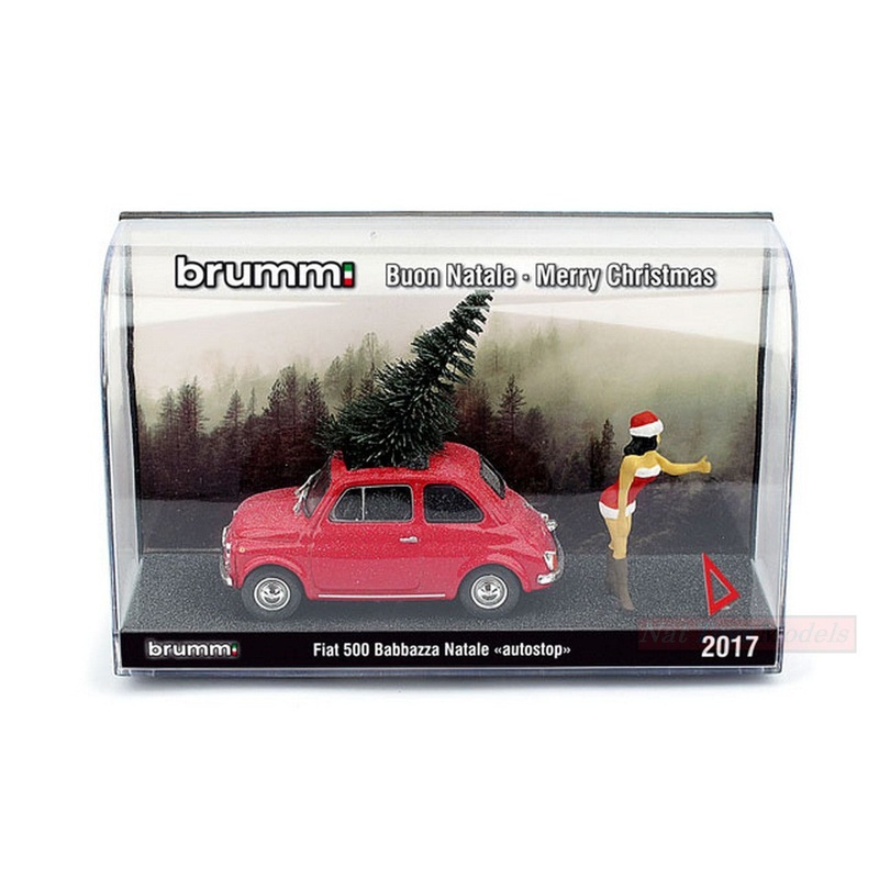 SCALE MODEL COMPATIBLE WITH FIAT 500F BABBAZZA CHRISTMAS AUTOSTOP 2017 (MORA OR BIONDA ASS.) 1:43 BRUMM BMS1735