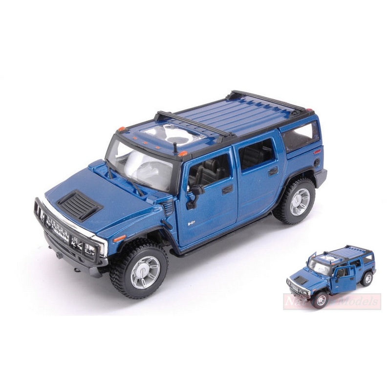 SCALE MODEL COMPATIBLE WITH HUMMER H2 SUV 2003 METALLIC BLUE 1:27 MAISTO MI31231B