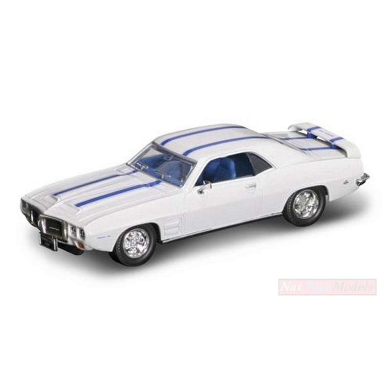 SCALE MODEL COMPATIBLE WITH PONTIAC FIREBIRD TRANS AM 1969 WHITE W/BLUE STRIPES 1:43 LUCKY LDC94238W