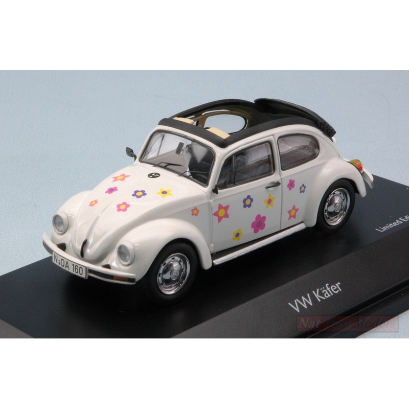 SCALE MODEL COMPATIBLE WITH VW KAFER OPEN AIR "BLUMEN" WHITE 1:43 SCHUCO SH3896